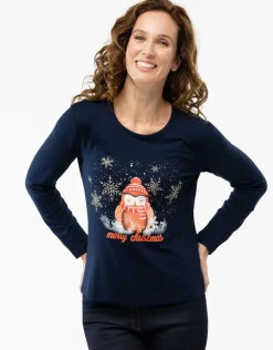 Sale T-shirt bleu imprimé T-shirts|Hauts