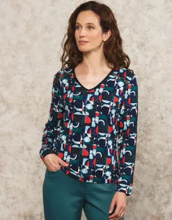 Sale T-shirt bleu motif T-shirts|Hauts