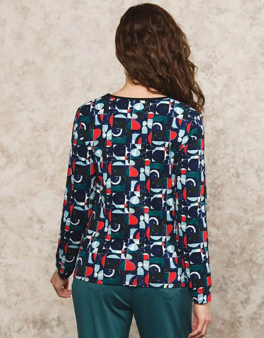 Sale T-shirt bleu motif T-shirts|Hauts