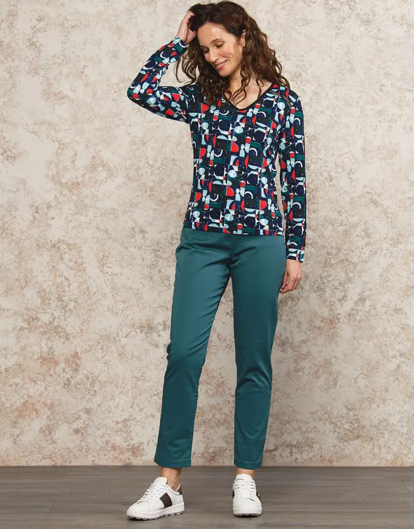 Sale T-shirt bleu motif T-shirts|Hauts