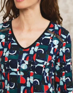 Sale T-shirt bleu motif T-shirts|Hauts