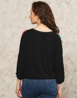 Outlet T-shirt blousant noir T-shirts|Hauts