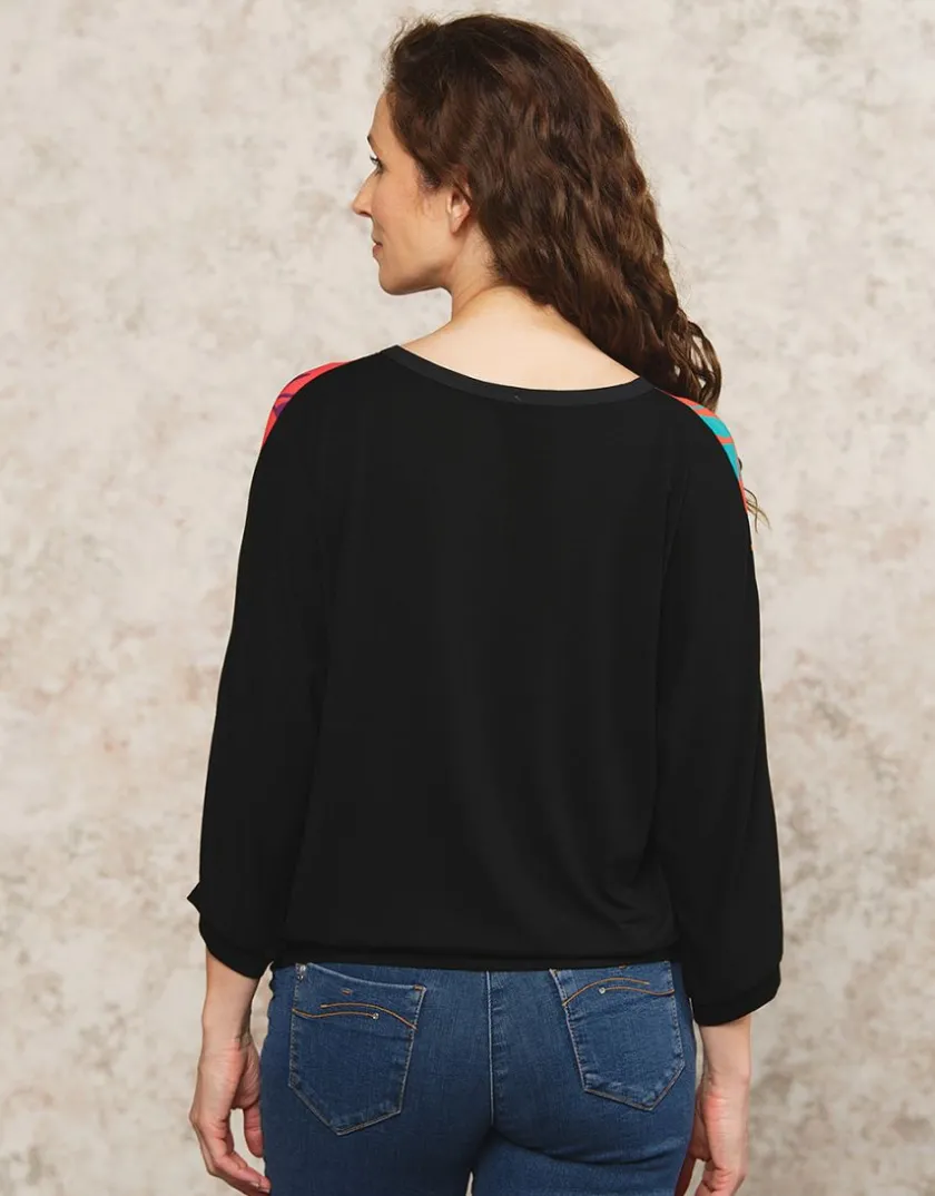 Outlet T-shirt blousant noir T-shirts|Hauts