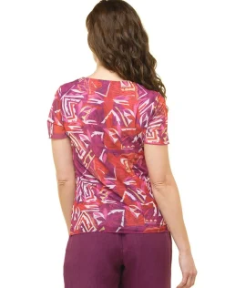 Online T-shirt chic violet motif Hauts|T-shirts