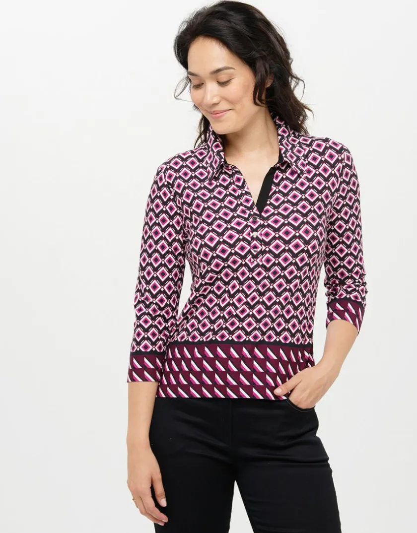 Hot T-shirt col chemise rose T-shirts|Hauts