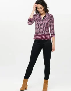 Hot T-shirt col chemise rose T-shirts|Hauts