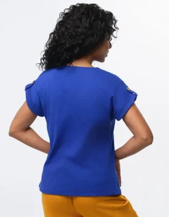 Online T-shirt coton bleu Hauts|T-shirts