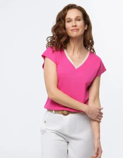 Hot T-shirt coton fuchsia T-shirts|Hauts