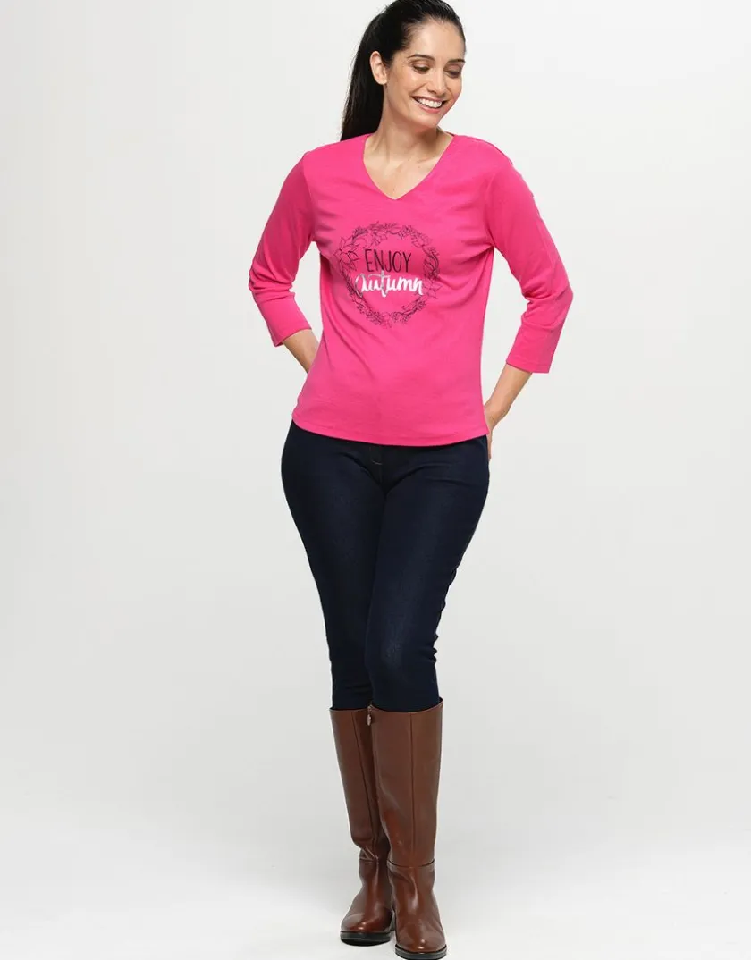 Hot T-shirt coton modal rose T-shirts|Hauts