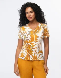 Best T-shirt coton ocre motif T-shirts|Hauts