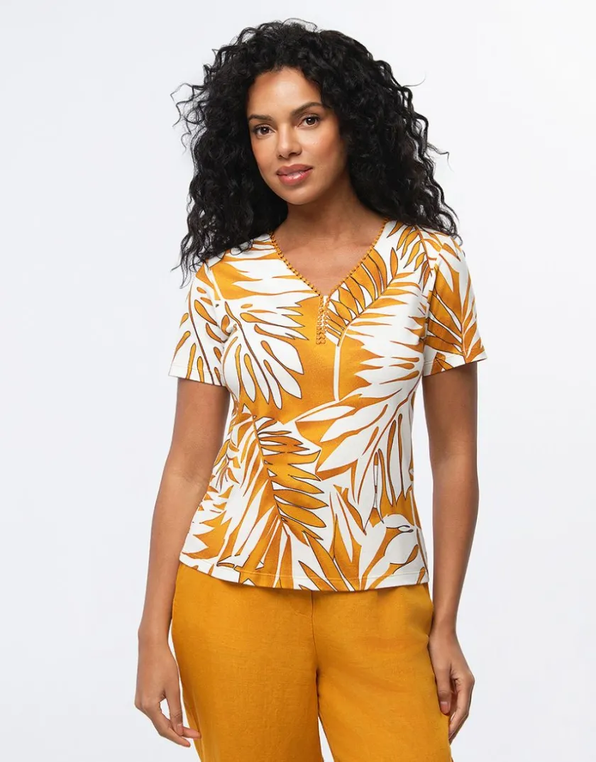 Best T-shirt coton ocre motif T-shirts|Hauts