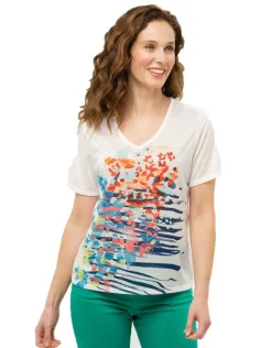 Outlet T-shirt écru col V T-shirts|Hauts