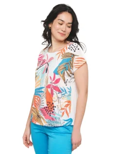 New T-shirt écru floral T-shirts|Hauts