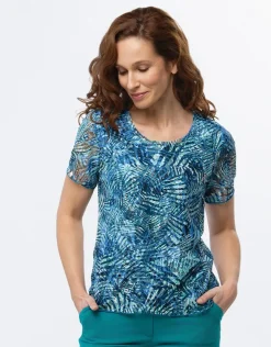New T-shirt dentelle bleu T-shirts|Hauts