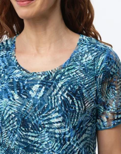 New T-shirt dentelle bleu T-shirts|Hauts