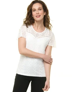 Fashion T-shirt dentelle écru T-shirts|Hauts