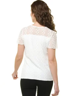 Fashion T-shirt dentelle écru T-shirts|Hauts