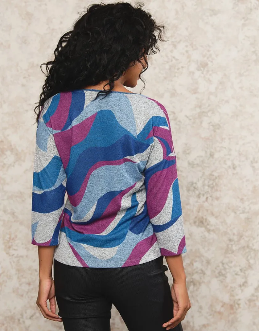 Sale T-shirt doux motif gris T-shirts|Hauts