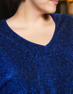 Clearance T-shirt drapé chic bleu Chemisiers & Blouses|Hauts