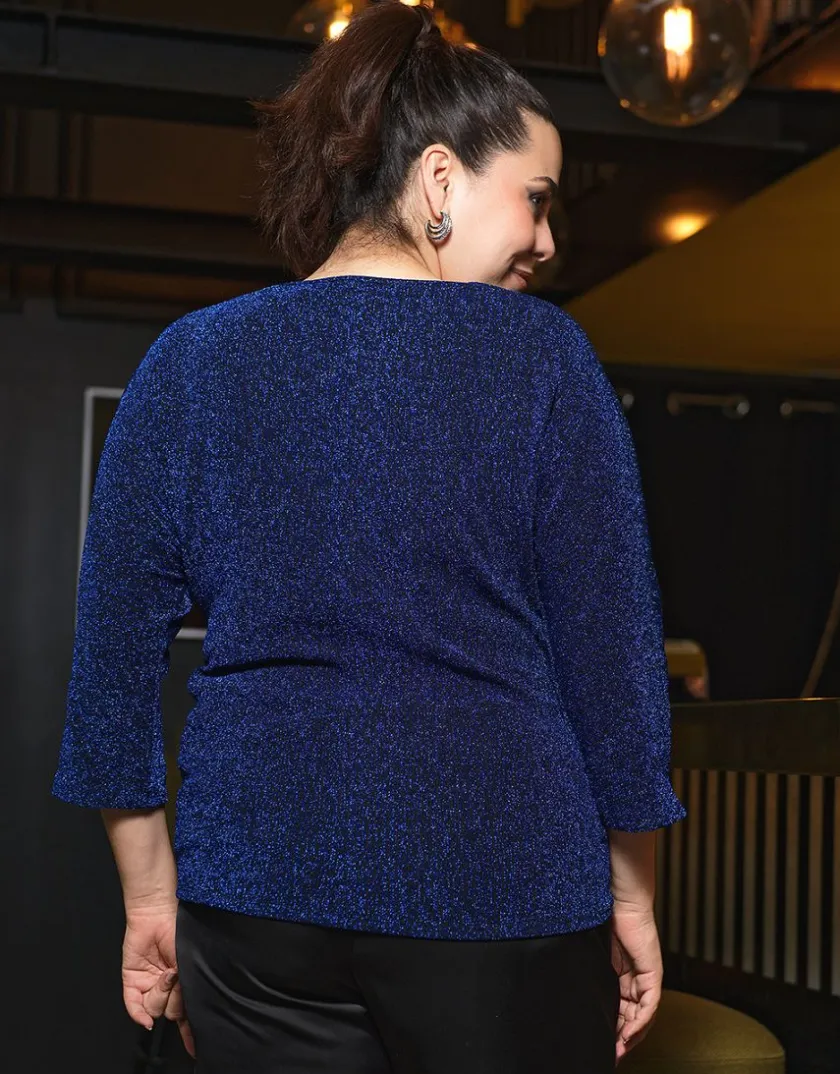 Clearance T-shirt drapé chic bleu Chemisiers & Blouses|Hauts