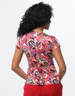 Sale T-shirt drapé motif rouge T-shirts|Hauts