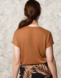Discount T-shirt fluide marron T-shirts|Hauts
