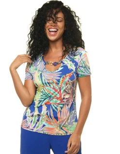 Outlet T-shirt imprimé bleu T-shirts|Hauts