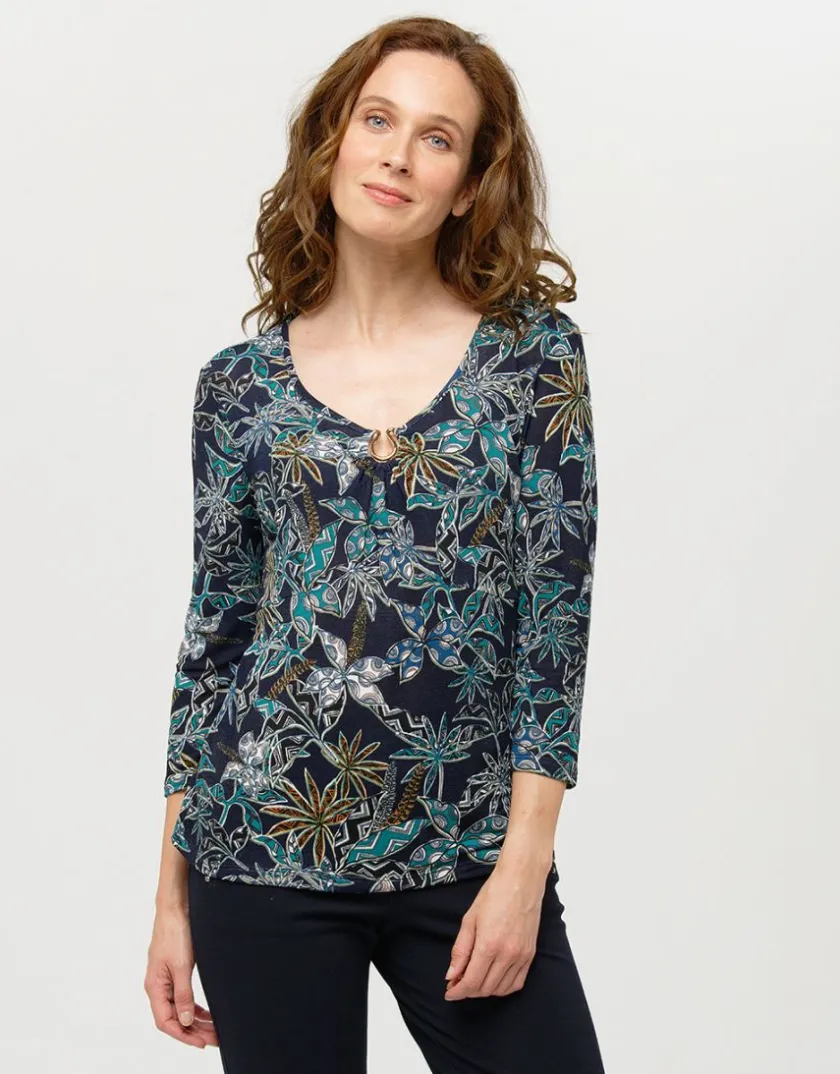 Online T-shirt imprimé bleu Hauts|T-shirts