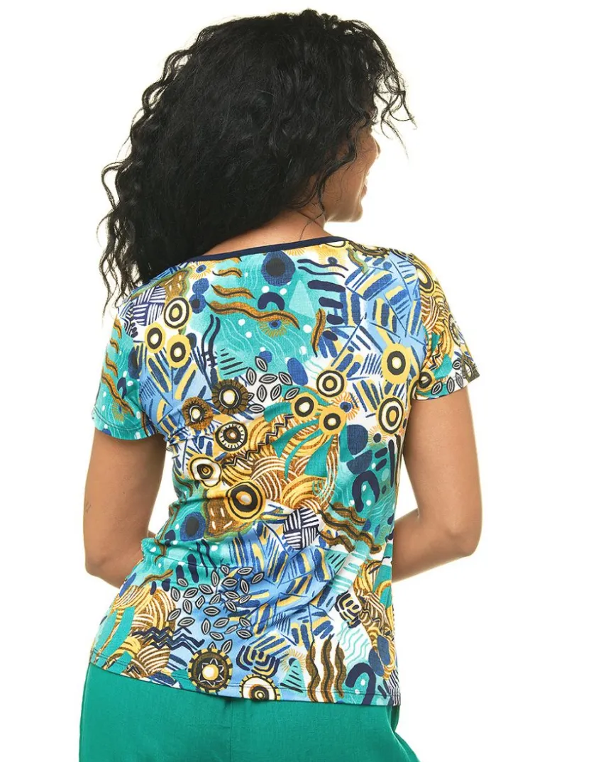 Hot T-shirt imprimé bleu T-shirts|Hauts
