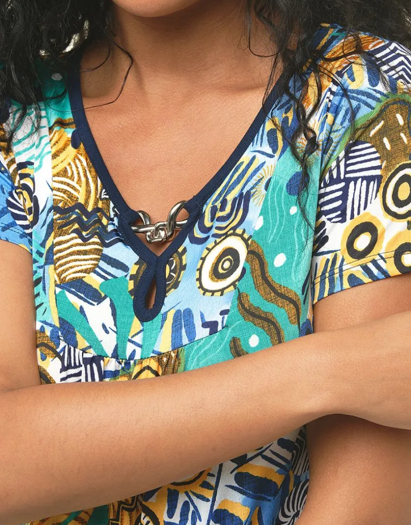Hot T-shirt imprimé bleu T-shirts|Hauts