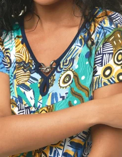 Hot T-shirt imprimé bleu T-shirts|Hauts