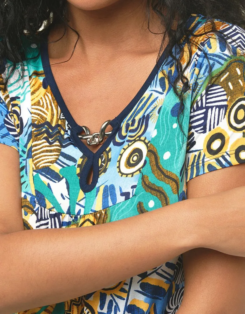Hot T-shirt imprimé bleu T-shirts|Hauts