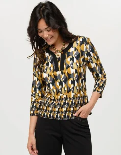 New T-shirt imprimé ocre T-shirts|Hauts
