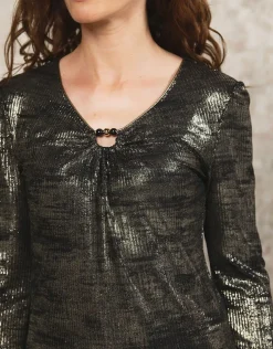 Sale T-Shirt lamé doré Hauts|T-shirts