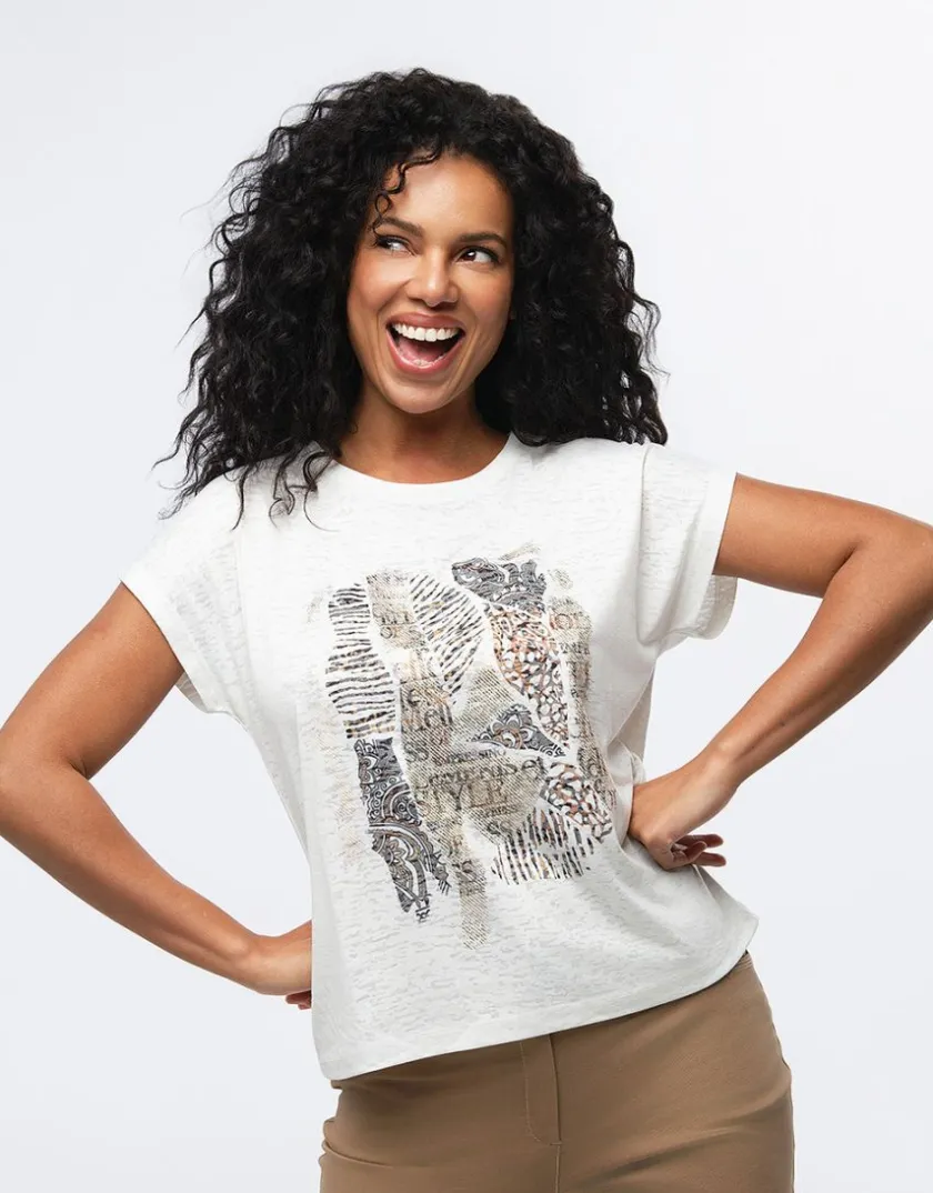 Outlet T-shirt motif ethnique T-shirts|Hauts