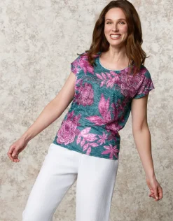 New T-shirt motif violet T-shirts|Hauts