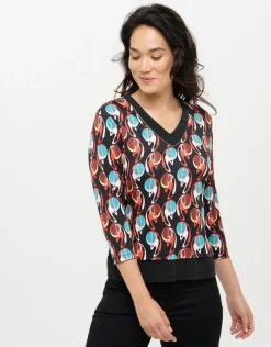 New T-shirt noir à motifs T-shirts|Hauts