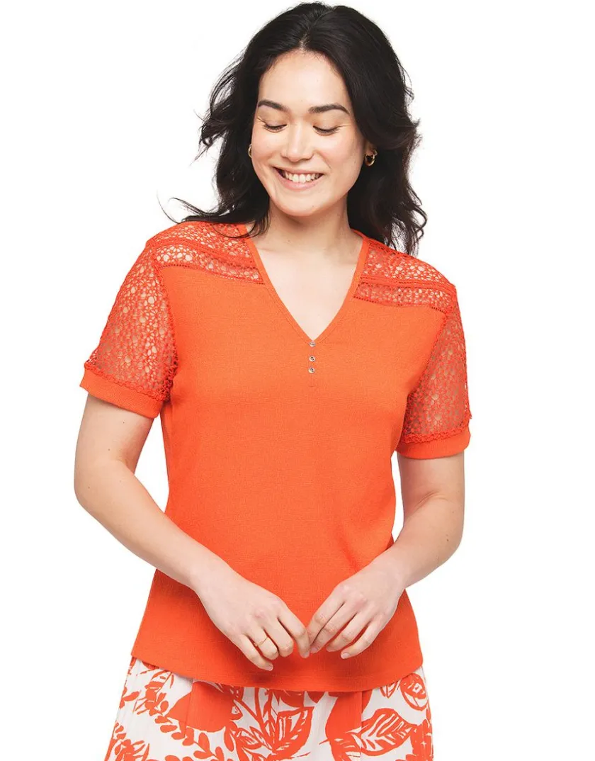 Sale T-shirt orange créponné Chemisiers & Blouses|Hauts