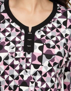 New T-shirt rose noir motifs T-shirts|Hauts