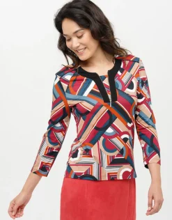 Clearance T-shirt rouge géométrique T-shirts|Hauts