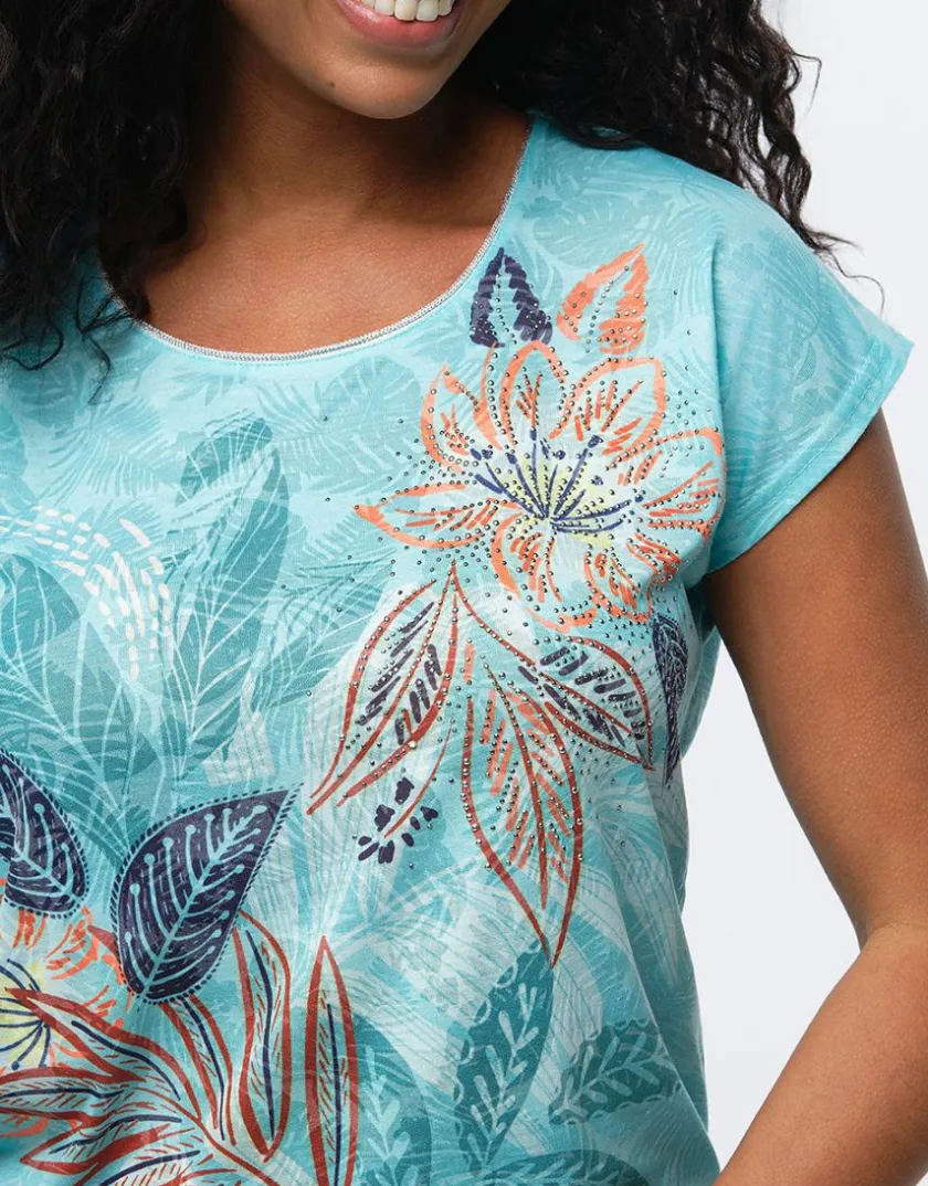 Best T-shirt turquoise motif Hauts|T-shirts