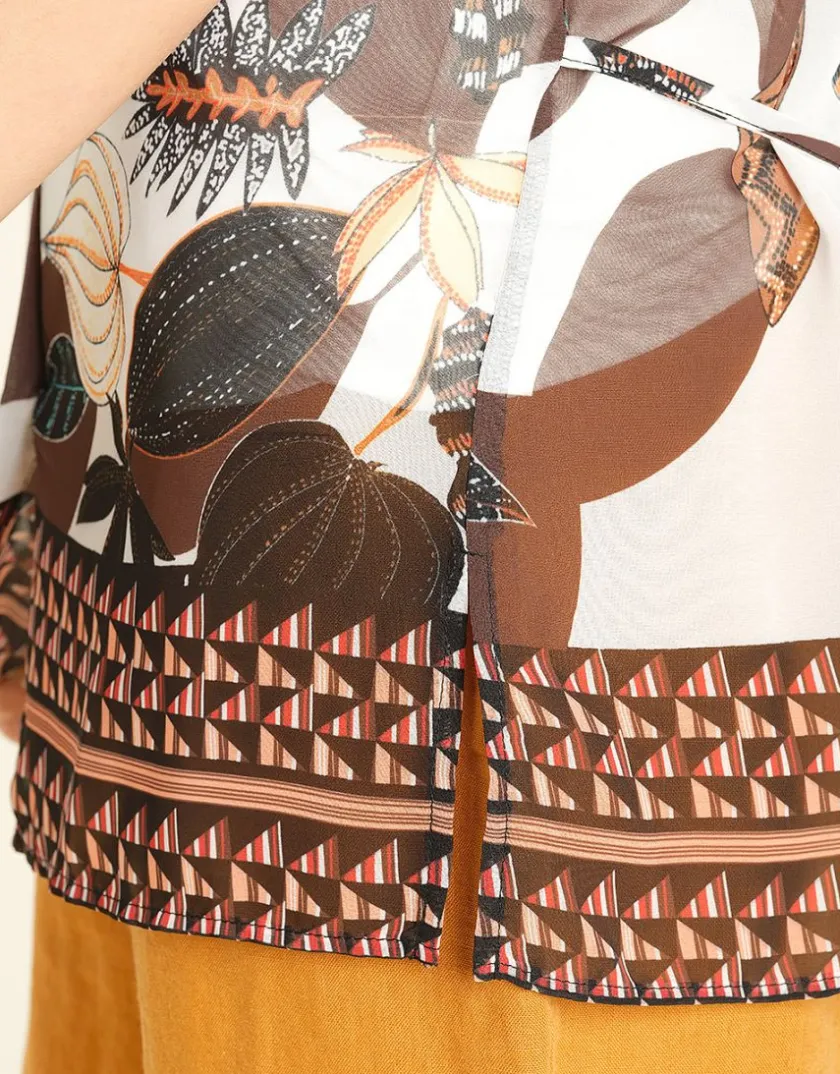 Fashion Tunique en voile marron Chemisiers & Blouses|Hauts