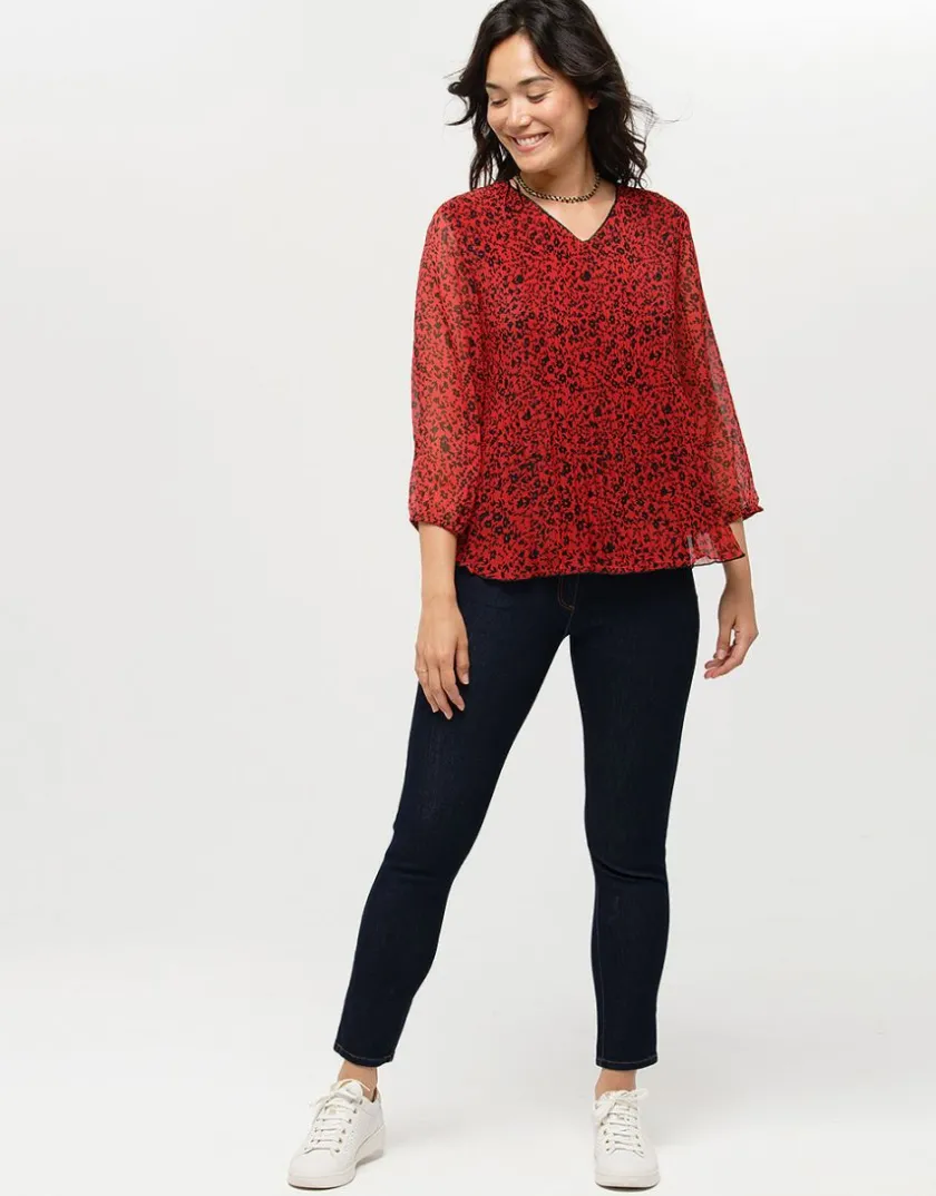 Sale Tunique plissée rouge Chemisiers & Blouses|Hauts