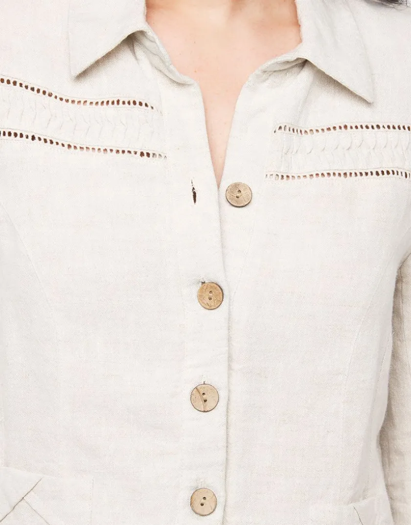 Best Veste 100% lin beige Habillées|Vestes