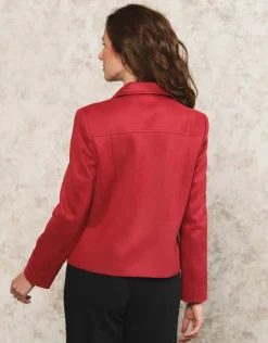 Hot Veste aspect daim rouge Habillées|Vestes