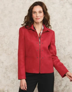 Hot Veste aspect daim rouge Habillées|Vestes