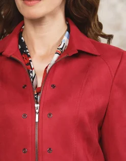 Hot Veste aspect daim rouge Habillées|Vestes