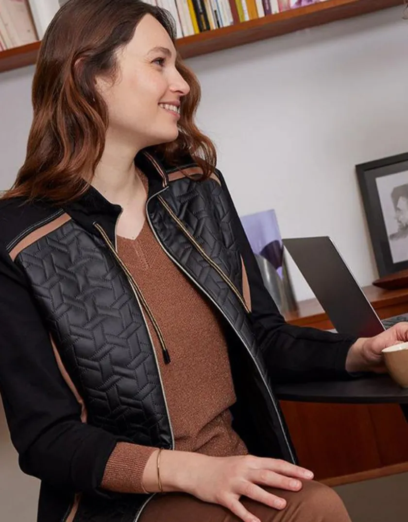 Fashion Veste bi-matière noir Casual|Vestes