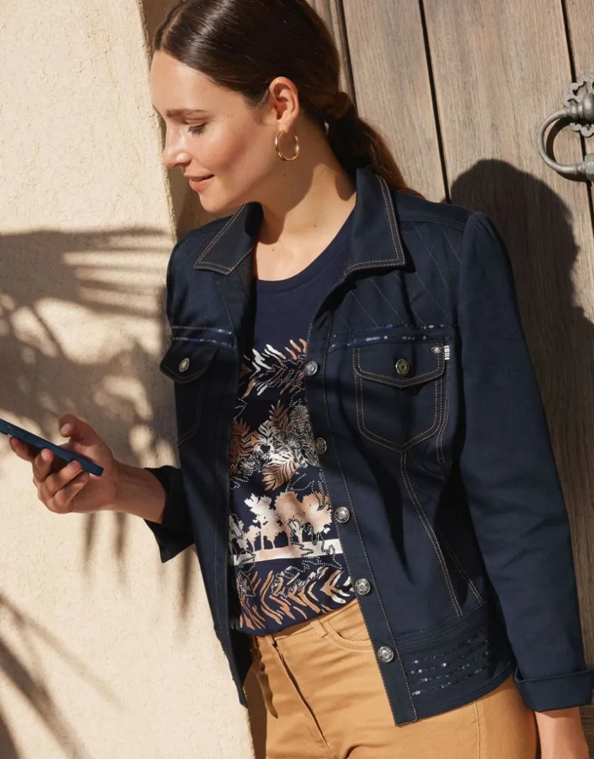 Hot Veste bleu denim Casual|Vestes