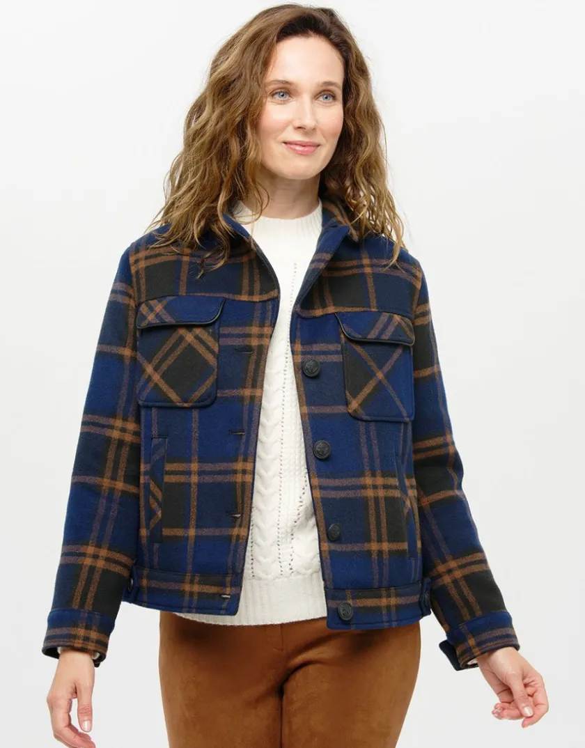 Discount Veste carreaux bleu laine Casual|Vestes